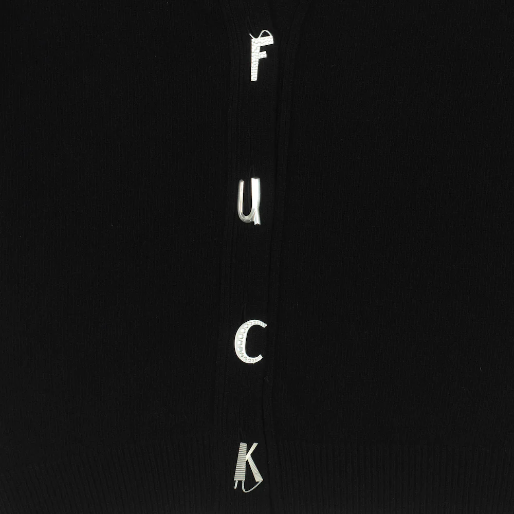 Carrington Cardigan | Black | Silver FU*K - Image 4