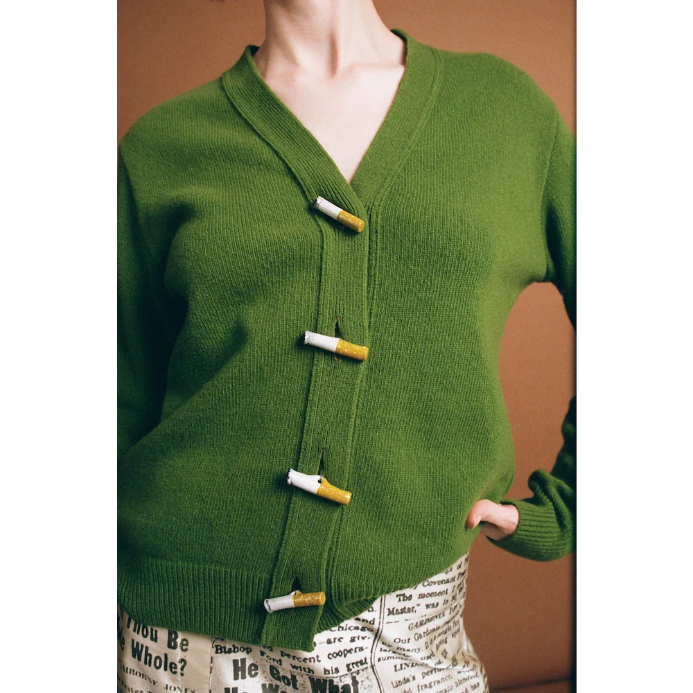 Carrington Cardigan | Moss Green | Cigarette - Image 3