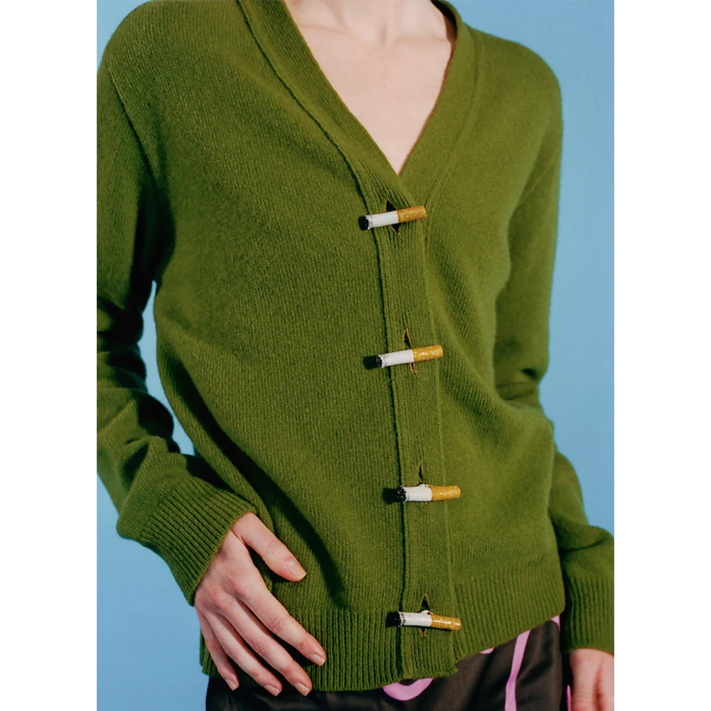 Carrington Cardigan | Moss Green | Cigarette - Image 7